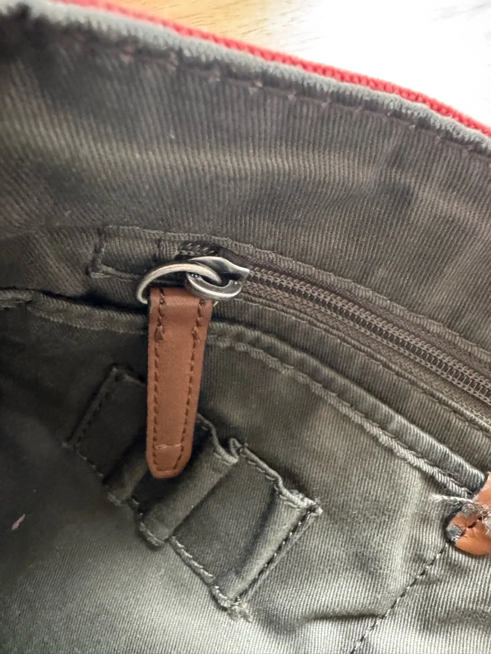 Fossil Canvas Messenger Bag with Brown leather Trim